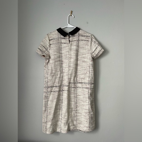 Zara Women's Cream Tweed Short Sleeve Dress with Collar M - Picture 2 of 3